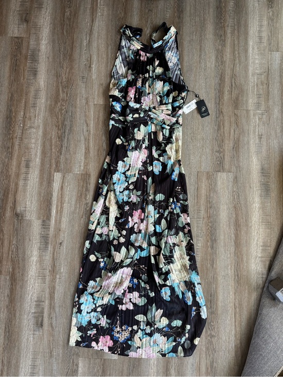 Adrianna Papell Dresses & Skirts - Adrianna Papell Black Floral Halter Maxi Dress